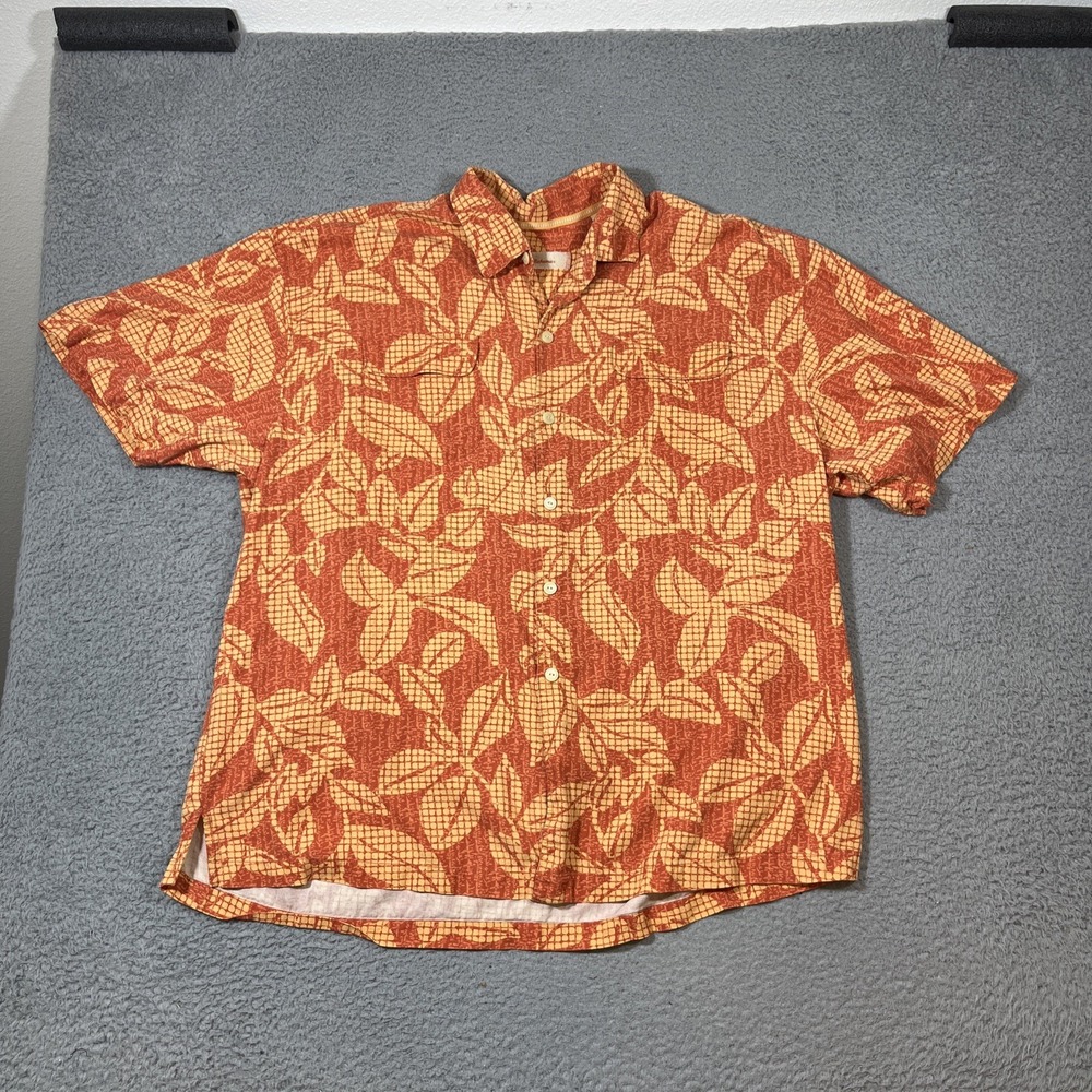 Tommy Bahama hawaiian shirt mens size XXL short sleeve floral patterned orange - Picture 1 of 8
